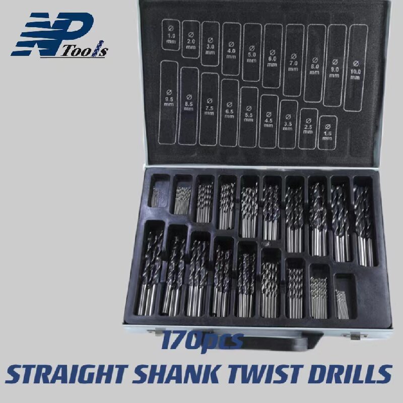 170pcs Straight Shank Twist Drill With Iron Box